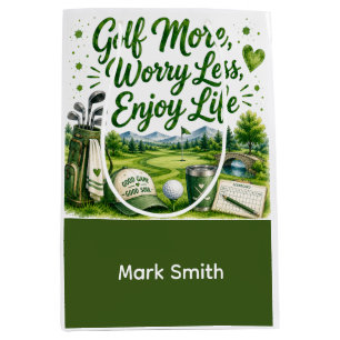 Golf retirement on putting green medium gift bag