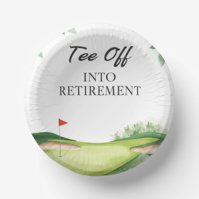Golf  Retirement on Putting Green  Paper Plate (Front)