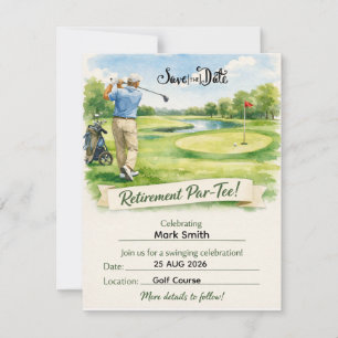 Golf Retirement Party for golfer Save The Date
