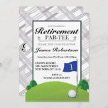 Golf Retirement Party Invitations<br><div class="desc">Golf,  Retirement Party Invitations,  muted grey and white plaid. This is a fantastic retirement invitation for men.
Designed by Metro-Events.
Additional Golf Retirement party supplies and decorations are available at Metro-Event.com and Metro-Events on Zazzle.</div>