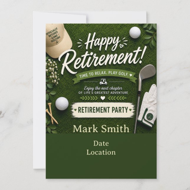 GOLF RETIREMENT Party on the green  Invitation (Front)