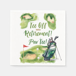 Golf retirement party with golf bag on green  napkin