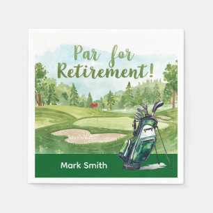 Golf retirement party with golf bag on green  napkin