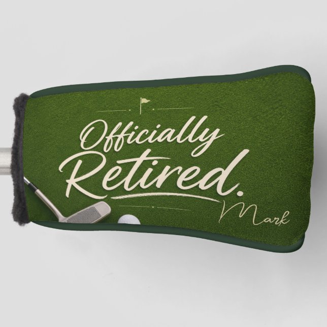 Golf retirement plan on green  head cover (Front)