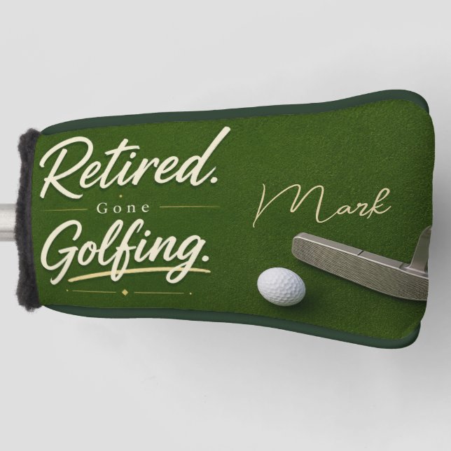 Golf retirement plan on green  head cover (Front)