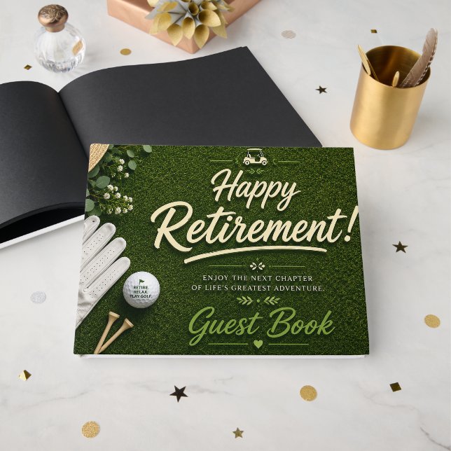 Golf  Retirement r par tee for golfer Guest Book (Front Open)