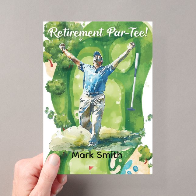 GOLF RETIREMENT Retire, Relax & ParTee for golfer Acrylic Invitations (Insitu (Handheld))
