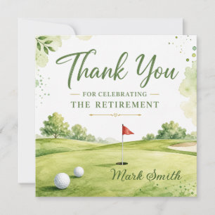 Golf retirement thank you card, golf thank you car