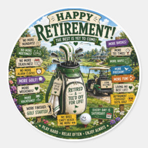 Golf Retirement themed  Classic Round Sticker