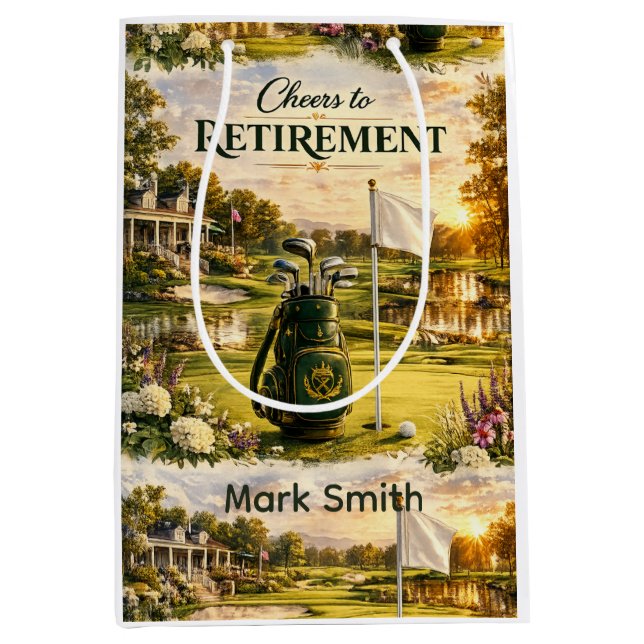 Golf Retirement Themed for Golfer on the Course Medium Gift Bag (Front)