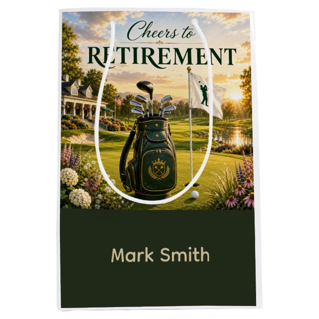 Golf Retirement Themed for Golfer on the Course Medium Gift Bag (Front)