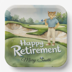 Golf Retirement themed for Siamese Cat lovers Paper Plate