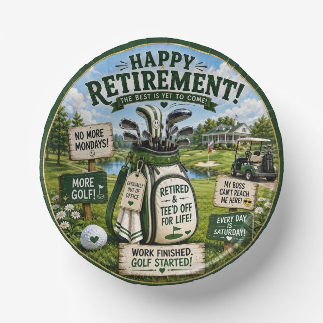 Golf Retirement themed  Paper Plate (Front)