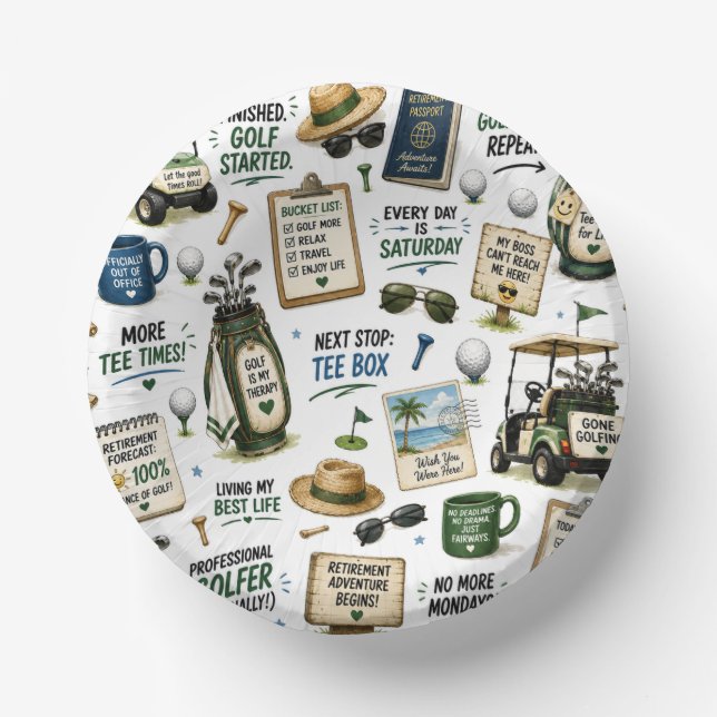Golf Retirement themed  Paper Plate (Front)