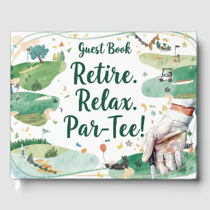 Golf retirement themed watercolor golf course guest book