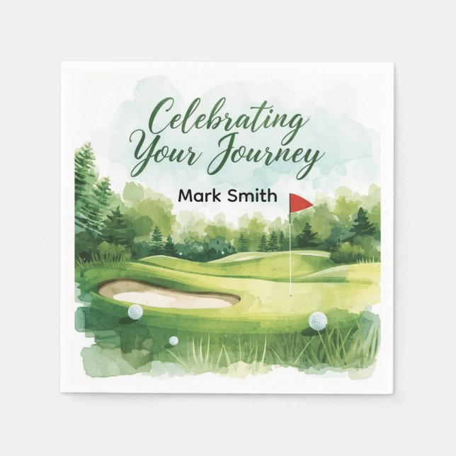 Golf Retirement with ball on green  Napkin (Front)