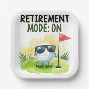 Golf Retirement with ball on green  Paper Plate