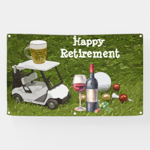 Golf Retirement with ball par tee time on green Banner