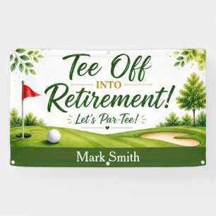 Golf Retirement with ball par tee time on green Banner