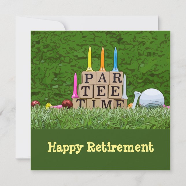 Golf Retirement with ball par tee time on green Card (Front)