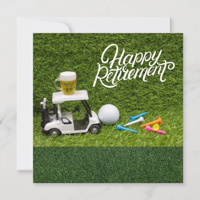 Golf retirement with beer on golf cart  golfer card (Front)