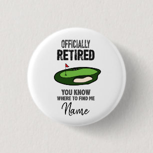 Golf Retirement with flag at golf course golfer 3 Cm Round Badge