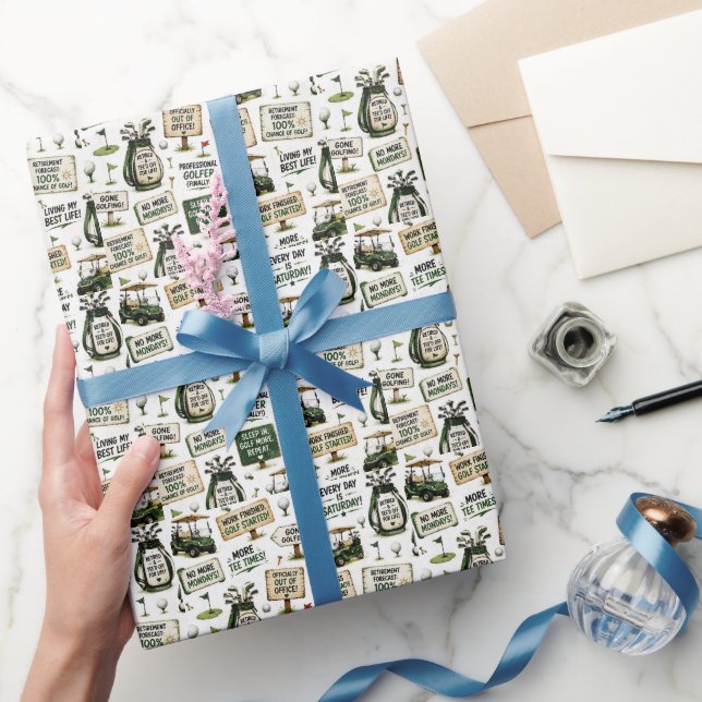 Golf retirement with funny word  wrapping paper (Gifting)