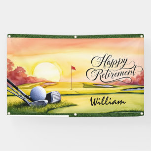 Golf Retirement with golf course and golfer name Banner