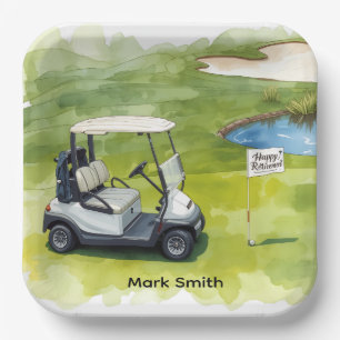 Golf Retirement with golf themed  Paper Plate