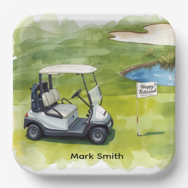 Golf Retirement with golf themed  Paper Plate (Front)