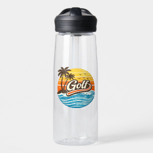 Golf Retro Sunset Design Water Bottle