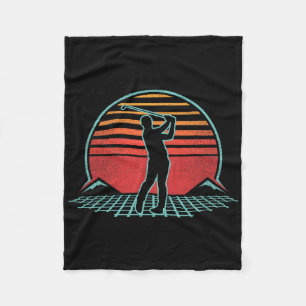Golf Retro Vintage 70s 80s Style Golfer Player Gif Fleece Blanket