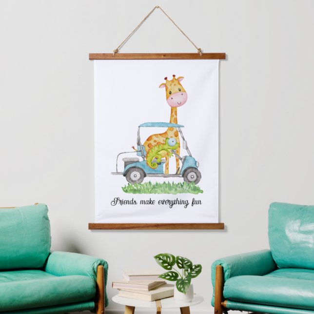 Golf Safari Nursery Art Print Hanging Tapestry (Living Room)