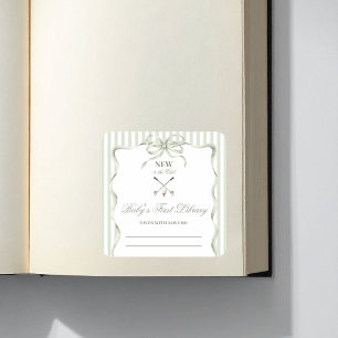 Golf Sage Club Baby Shower First Library Bookplate Square Sticker