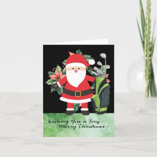 Golf Santa Claus Golfer Christmas Golfing Holiday Card
