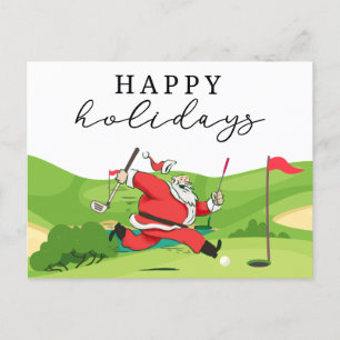 Golf Santa Claus golfer happy Holidays  Holiday Ca Postcard