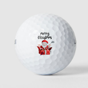 Golf Santa Claus golfing Merry Christmas Golf Balls