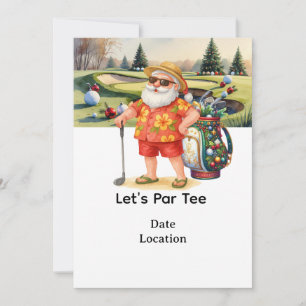 Golf Santa Claus golfing Summer Christmas Invitation