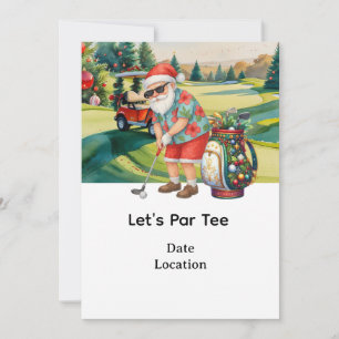 Golf Santa Claus golfing Summer Christmas  Invitation