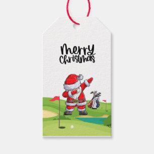 Golf Santa Claus in golf course Christmas Gift Tags