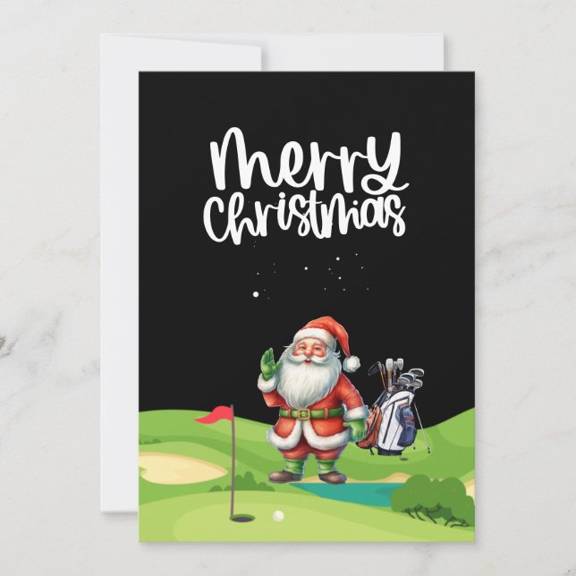 Golf Santa Claus in golf course Holiday Card (Front)