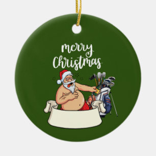 Golf Santa Claus is golfing on Christmas  Ceramic Tree Decoration
