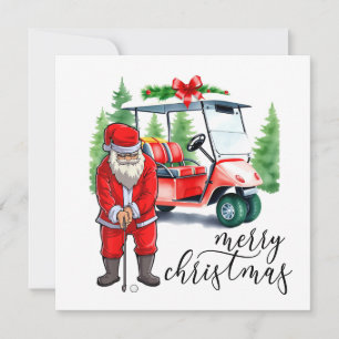 Golf Santa Claus is golfing on Christmas Holiday Card