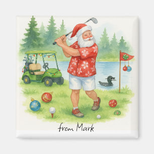 Golf Santa Golfing in Minnesota Christmas themed Magnet