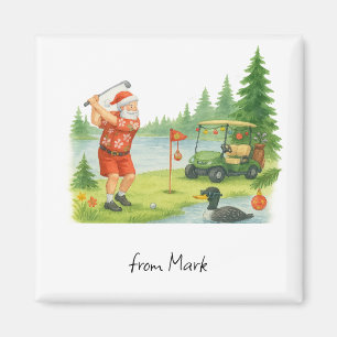 Golf Santa Golfing in Minnesota Christmas themed Magnet