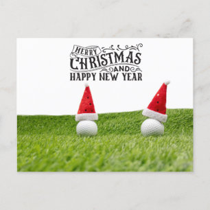 Golf Santa Hat golfer on Christmas and New Year Holiday Postcard