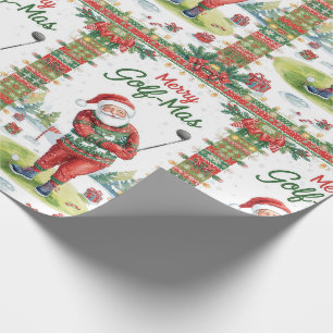 Golf Santa in Ugly Sweater Golfing Merry Golfmas Wrapping Paper
