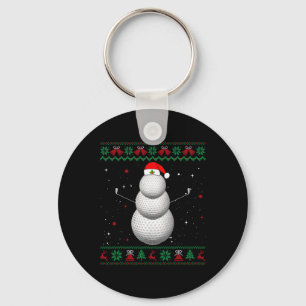 Golf Santa Snowman Ball Ugly Christmas Golfer Golf Key Ring