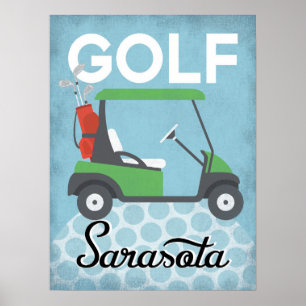 Golf Sarasota Florida - Retro Vintage Travel Poster
