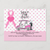 Golf save the date Breast Cancer Awareness pink